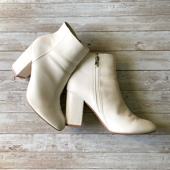 💜4/$40 White Block Mid High Heel Ankle Booties - Picture 2 of 16